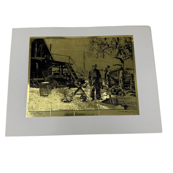 Lionel Barrymore Collectors Portfolio Of 4 Gold-Etch Prints Vintage - Picture 4 of 8